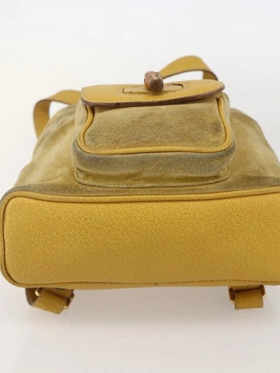 GUCCI Bamboo Backpack Suede Yellow Gold 003 1705 0030 Auth YKZ1234 main image 15